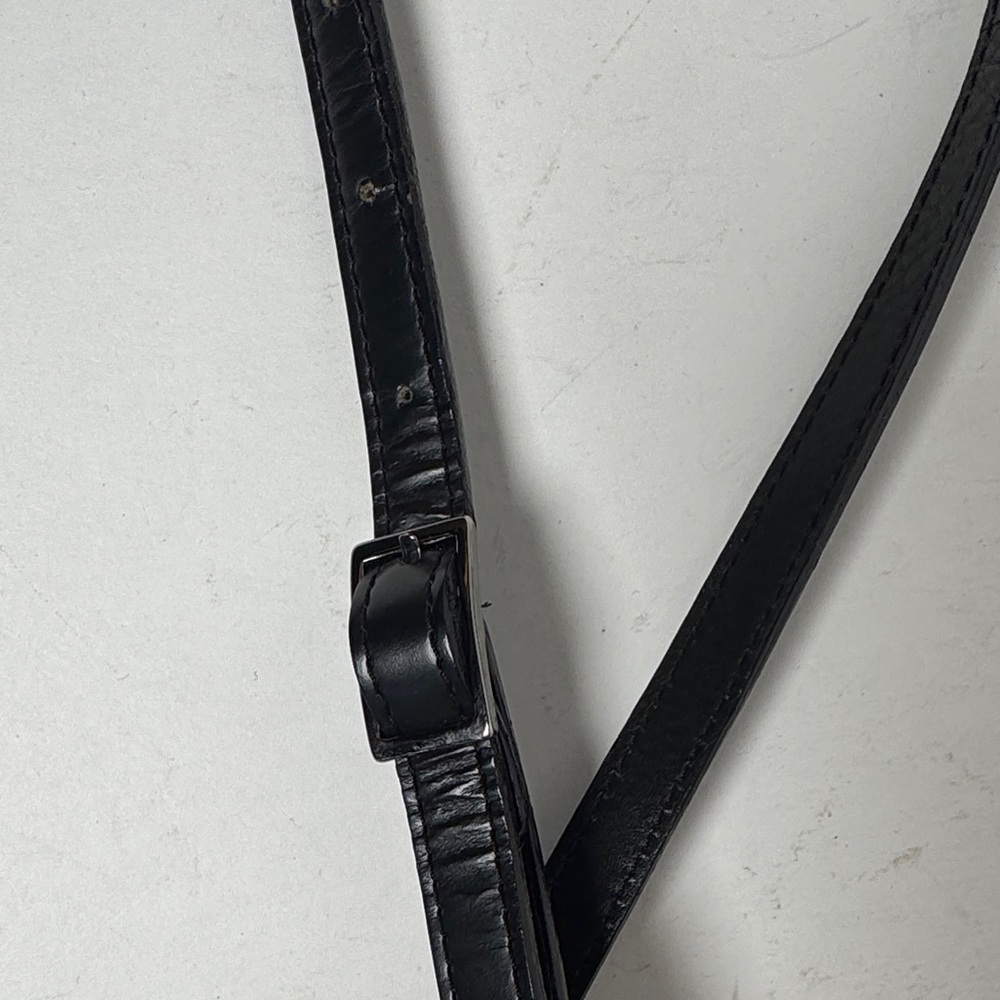 TANO Vintage 90s Minimal Sleek Black Pebble Leather Adjustable Crossbody Bag - Picture 16 of 16